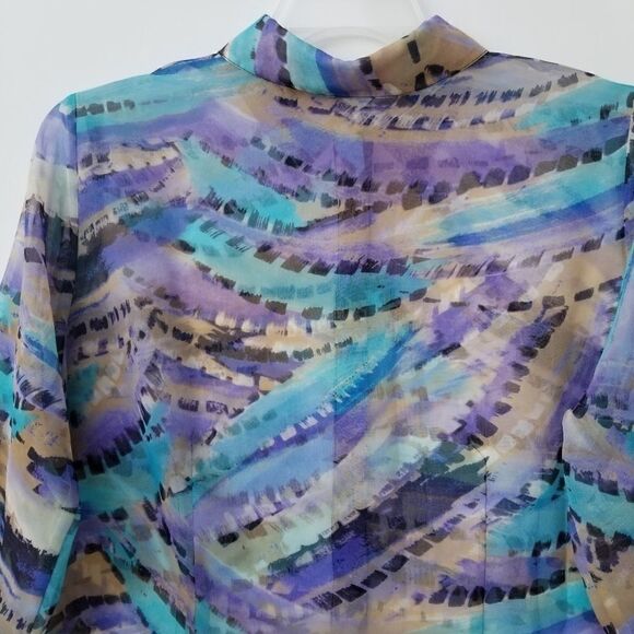 NICOLE 3/4 SLEEVED SEMI SHEER BLOUSE. SZ L - Picture 14 of 14